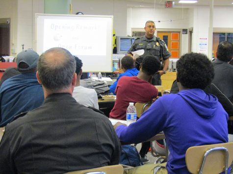 Montgomery County police officers join varsity football for dinner, discussion