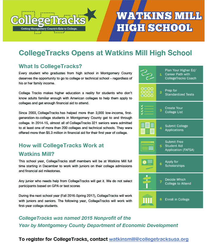 CollegeTracks provides financial aid, application help for all students
