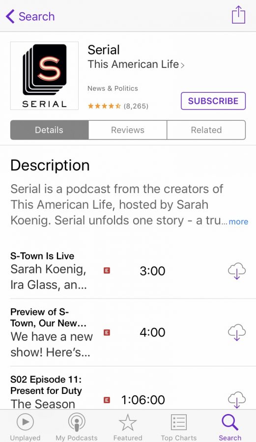 Serial podcasts on iTunes.