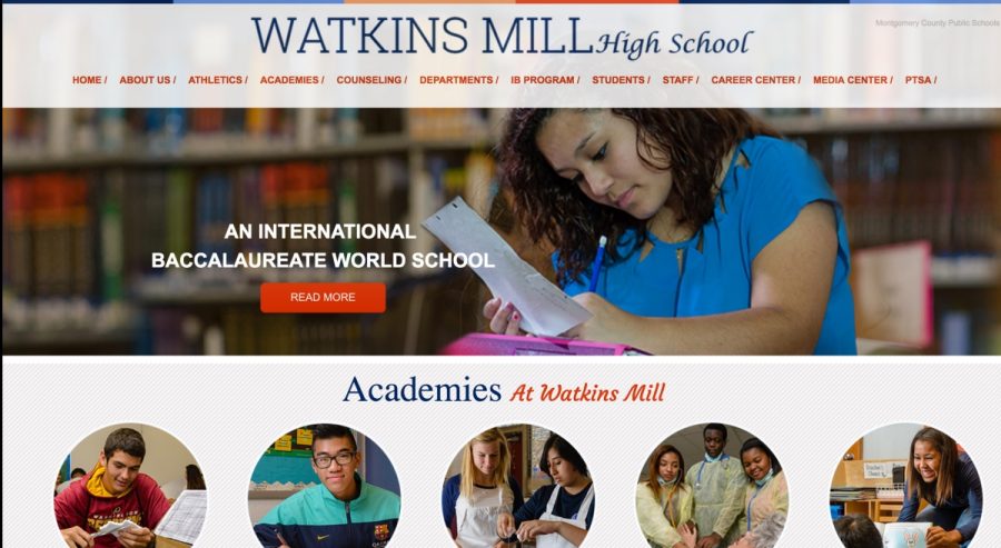 Página principal del sitio web de Watkins Mill High School