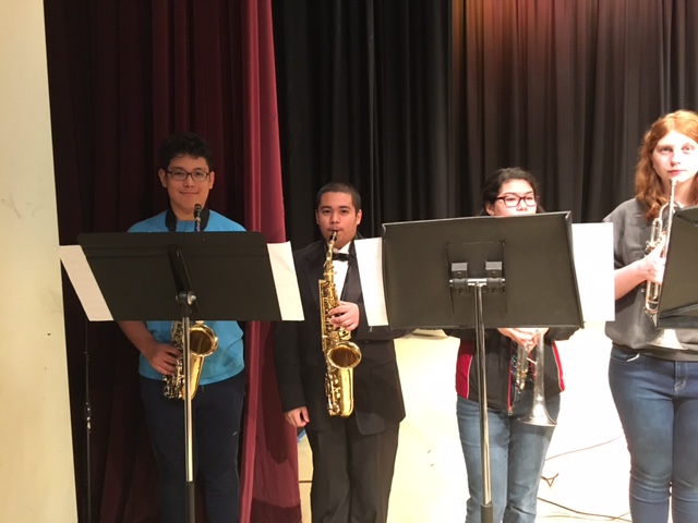 Jazz Band members warm up before the show