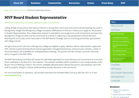 Montgomery Village Foundation hiring student representative