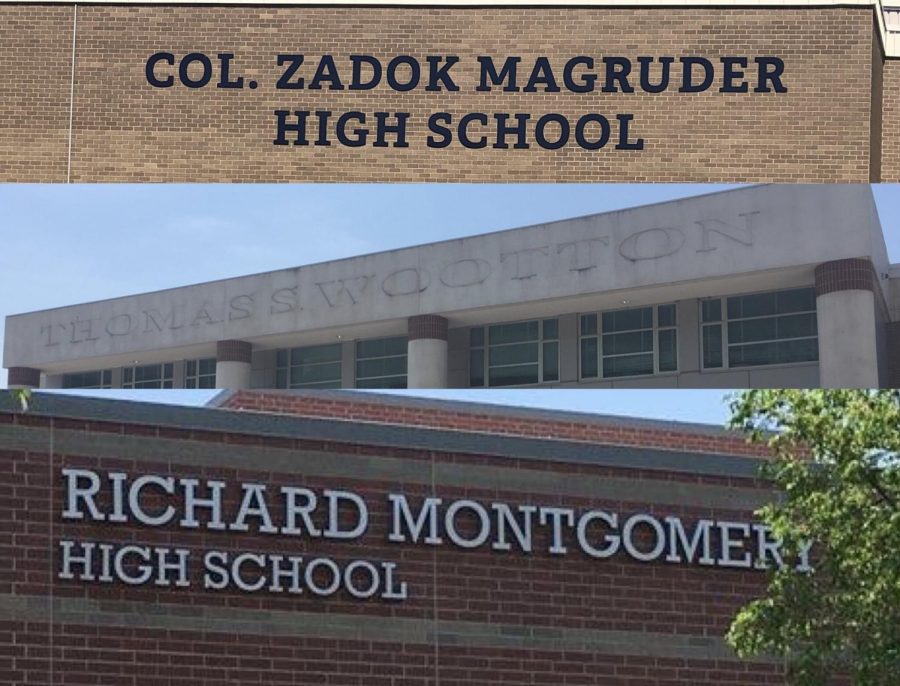 Las escuelas secundarias Magruder, Wootton y Richard Montgomery, todas las cuales llevan el nombre de los dueños de esclavos