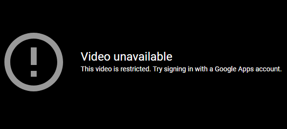 Message for restricted videos on YouTube