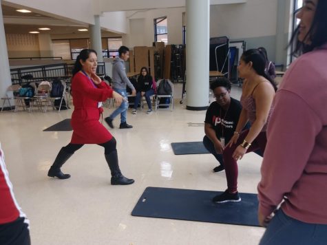 ESOL theatre students learn stage combat from professional actors