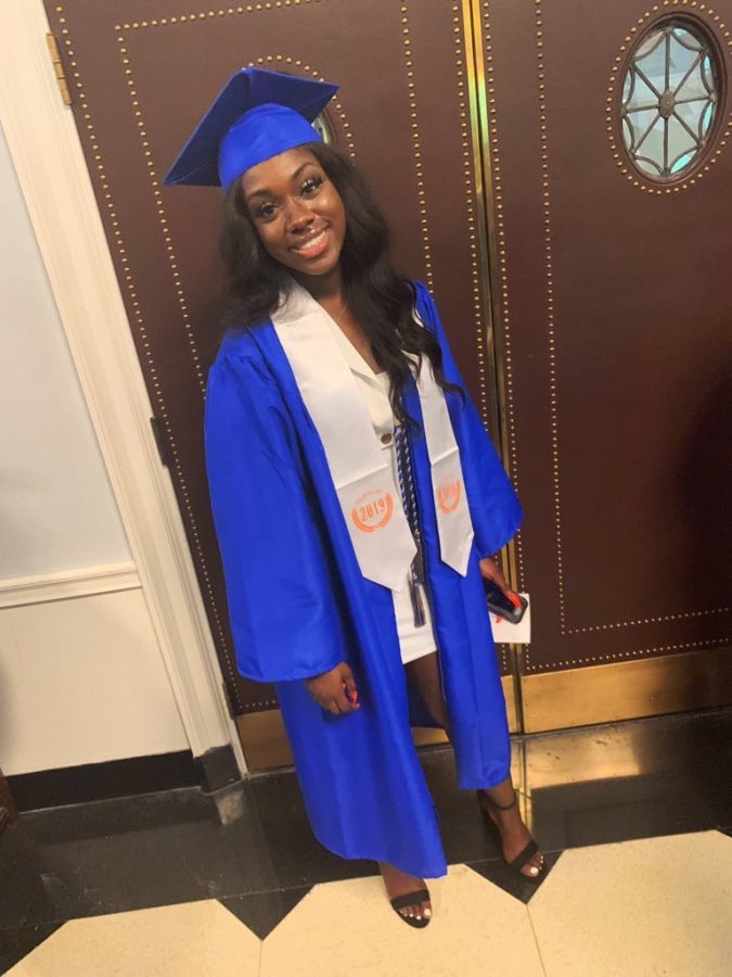 Senior Janice Asabere, moments before graduating at DAR Constitution Hall