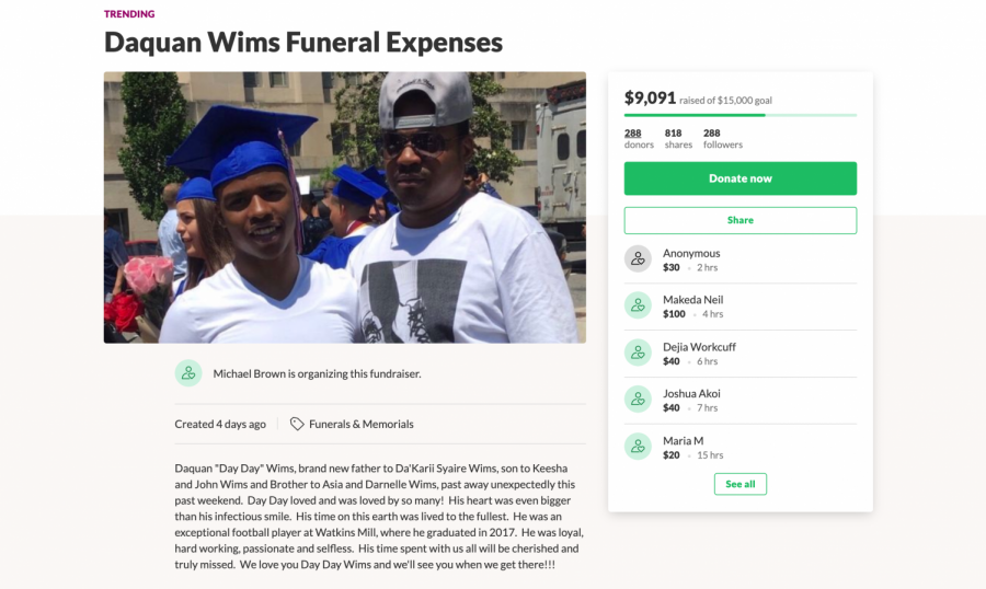Coach Michael Brown created a GoFundMe page to help with the funeral expenses of Daquan Wims.