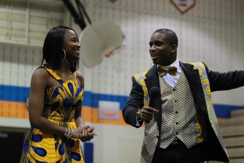 Clarksburg High School junior Mckaylah Bangura answers a question for the Q&A portion of the Ms. ASA competition.