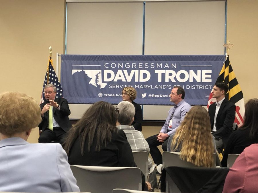 Representative David Trone explaining what he is doing in Congress to improve Medicare. 