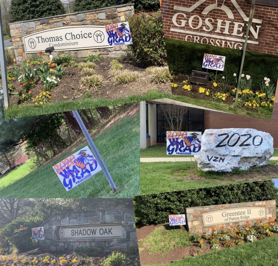 Class of 2020 signs posted around the community. 