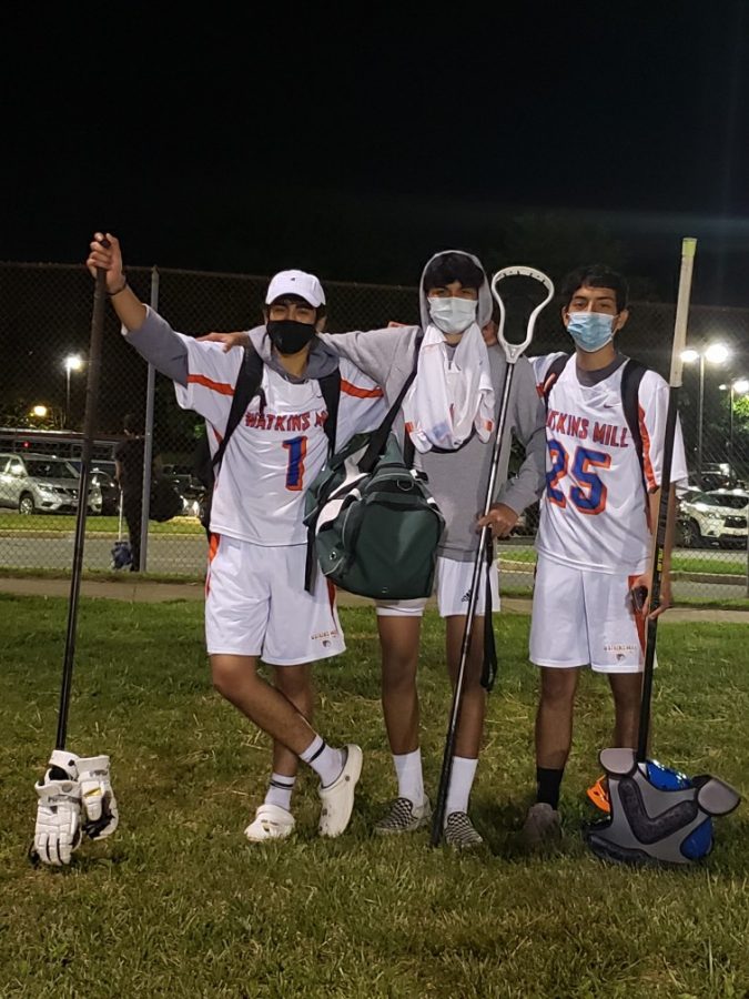 Seniors+Abraham+Quintanilla%2C+Jason+Bailey%2C+and+junior+Andy+Romero+are+ready+to+take+off+their+masks+and+win+lacrosse+games+beginning+this+Monday%2C+May+24.