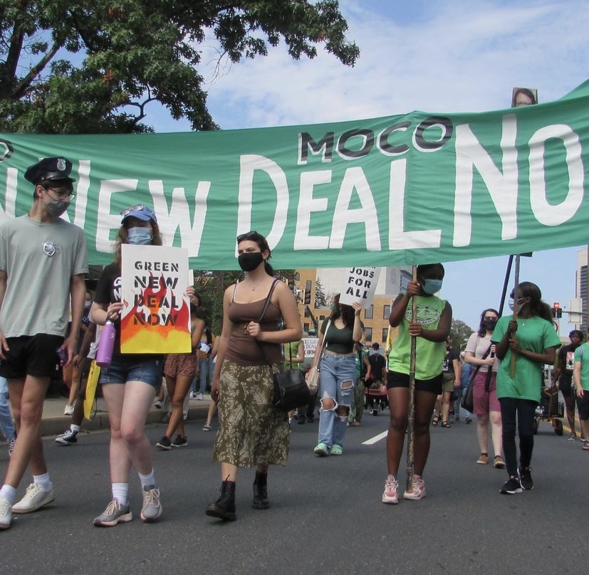 Protesters+marching+at+the+Green+New+Deal+rally+in+August+to+try+to+engage+lawmakers+in+policies+to+combat+climate+change.